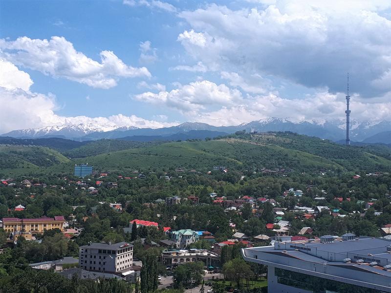 almaty view mountains kazakhstan