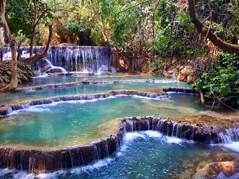 kuang si falls waterfall pool jungle