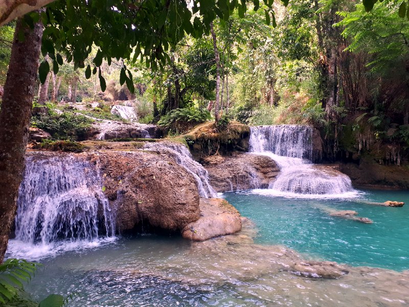 kuang si falls waterfall pool jungle