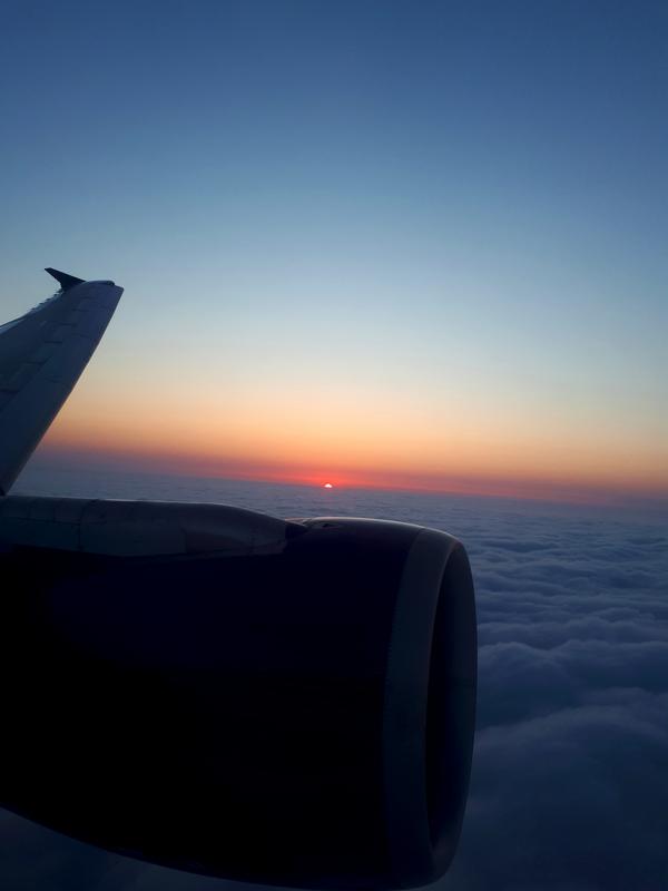 sunrise azerbaijan plane window view