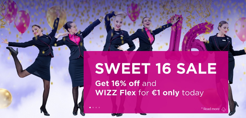 wizz air sweet 16 discount campaign