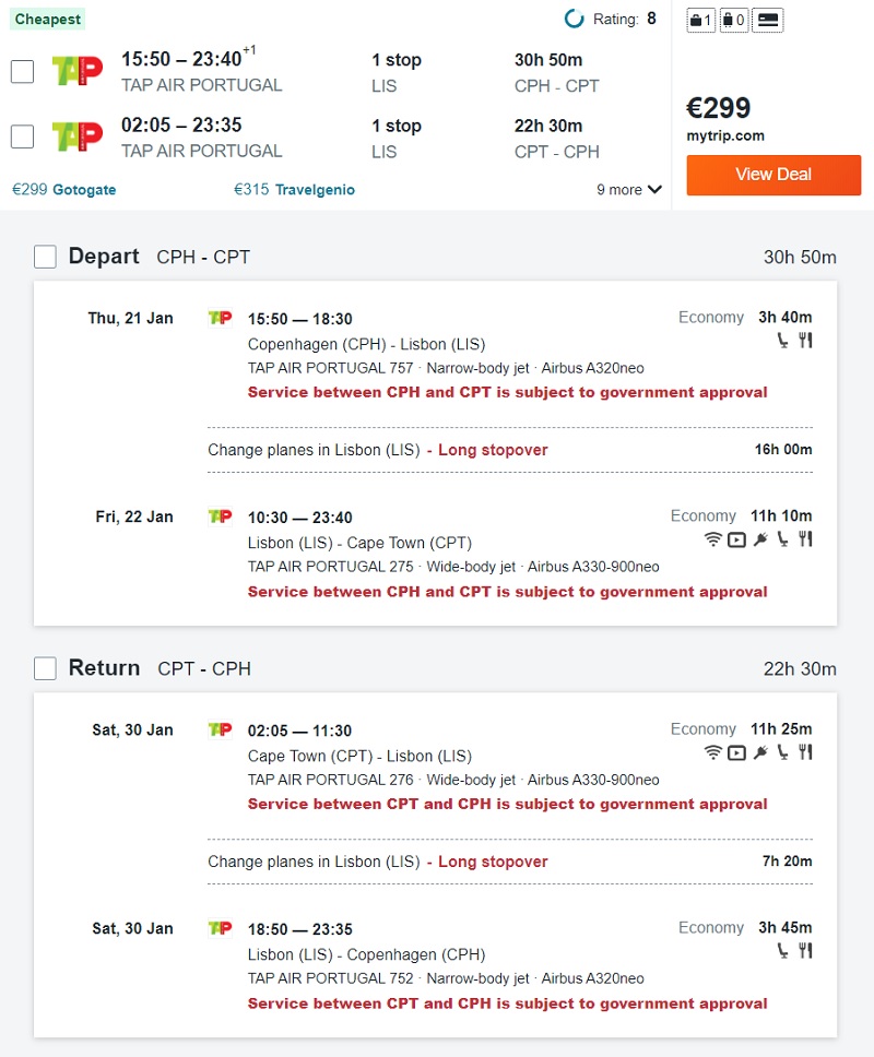 Interesse udendørs Scan TAP Air Portugal: Copenhagen to Cape Town for 299 euro! - Paliparan