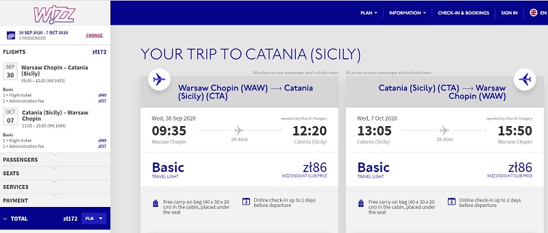 catania warsaw flights