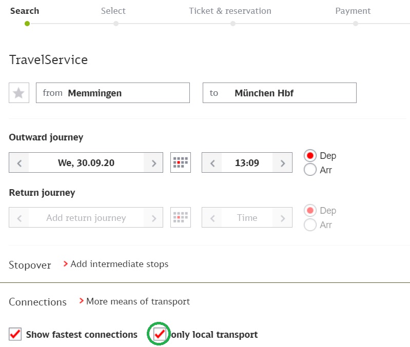 bavaria ticket search