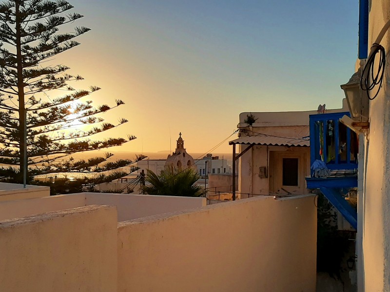 naxos town sunset