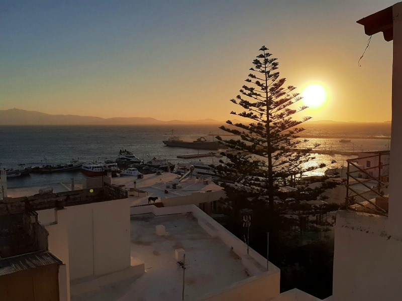 naxos town sunset