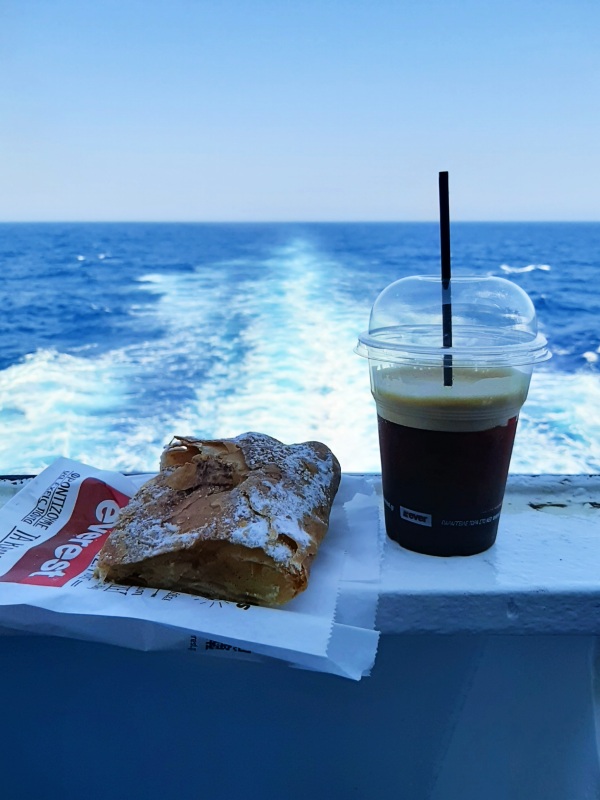 bougatsa coffee night boat greece