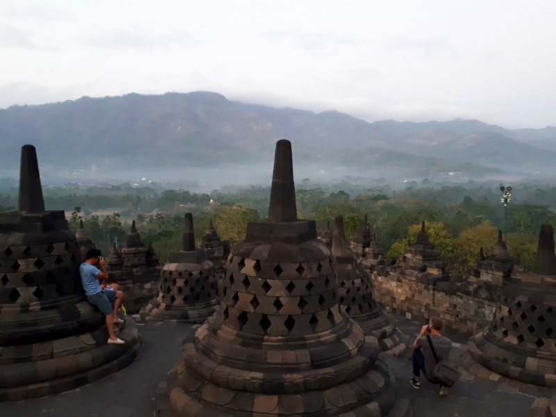 borobudur temple morning mist