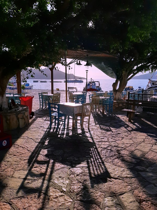 halki port morning light