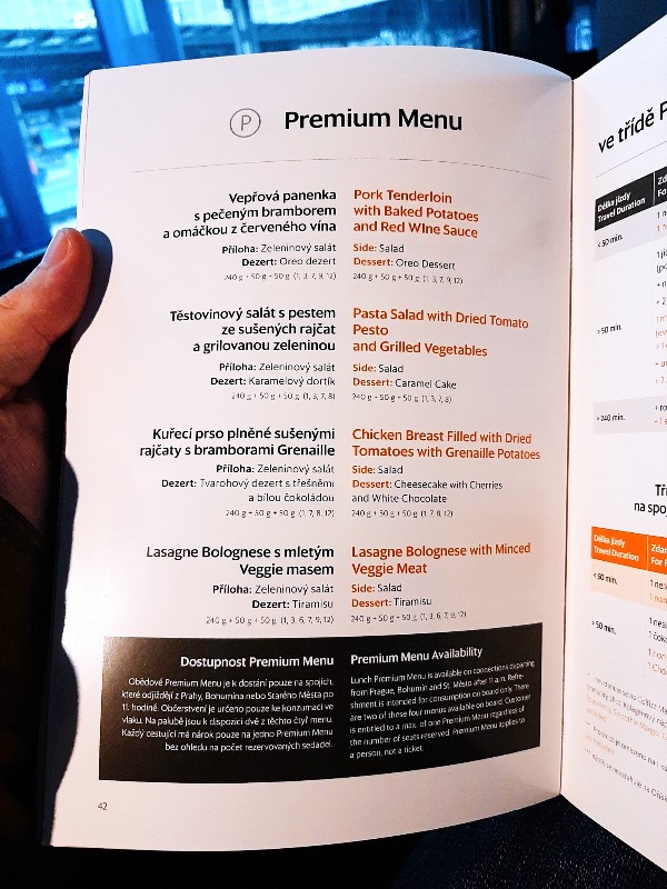 premium class menu leo express