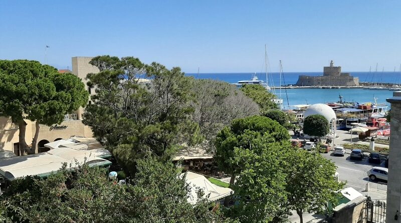 rhodes mandraki harbour balcony view hermes hotel