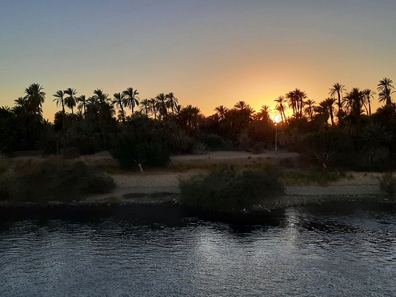 sunset river nile egypt aswan kom ombo