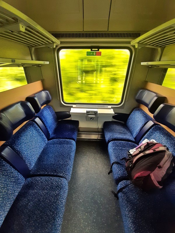 six seat compartment oebb vienna zagreb train croatia eurocity
