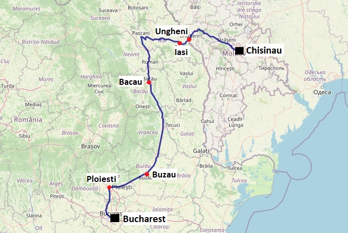bucharest chisinau train map