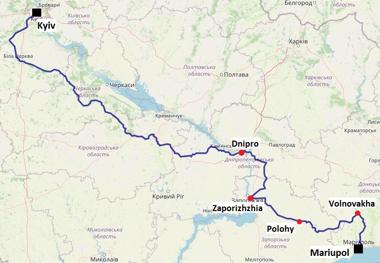 mariupol kiev train route