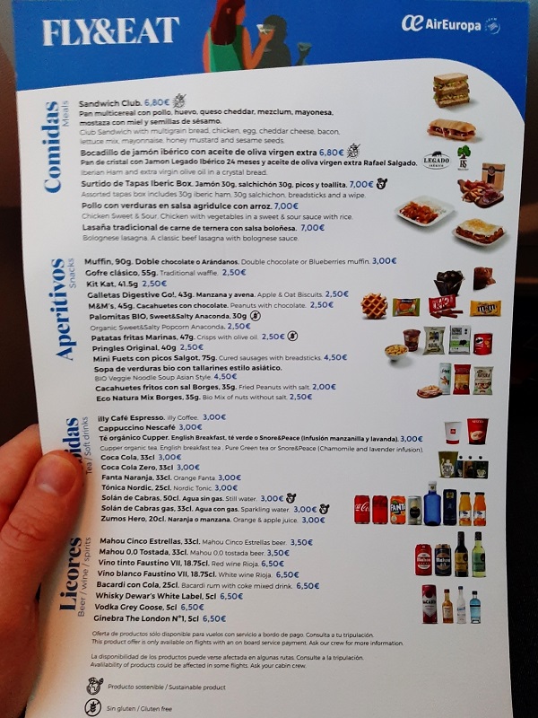 air europa economy class menu