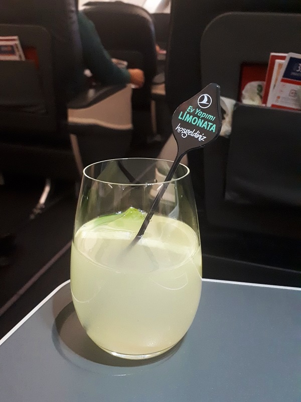 mint lemonade pre-departure beverage turkish airlines