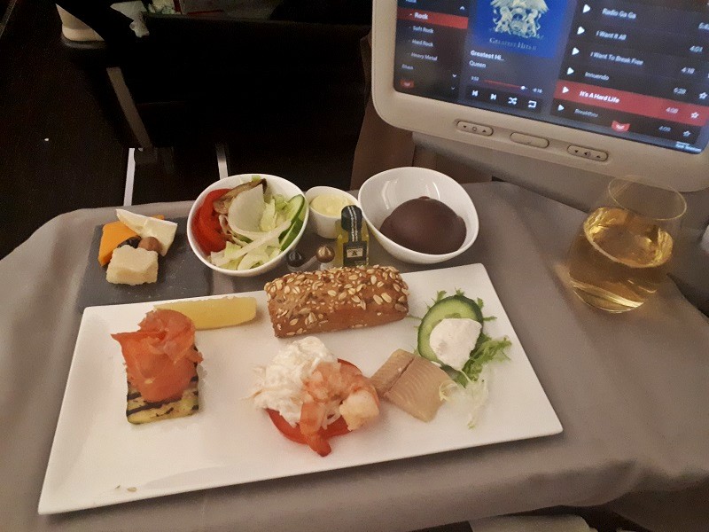 turkish airlines business class flight food starter airbus a330-200