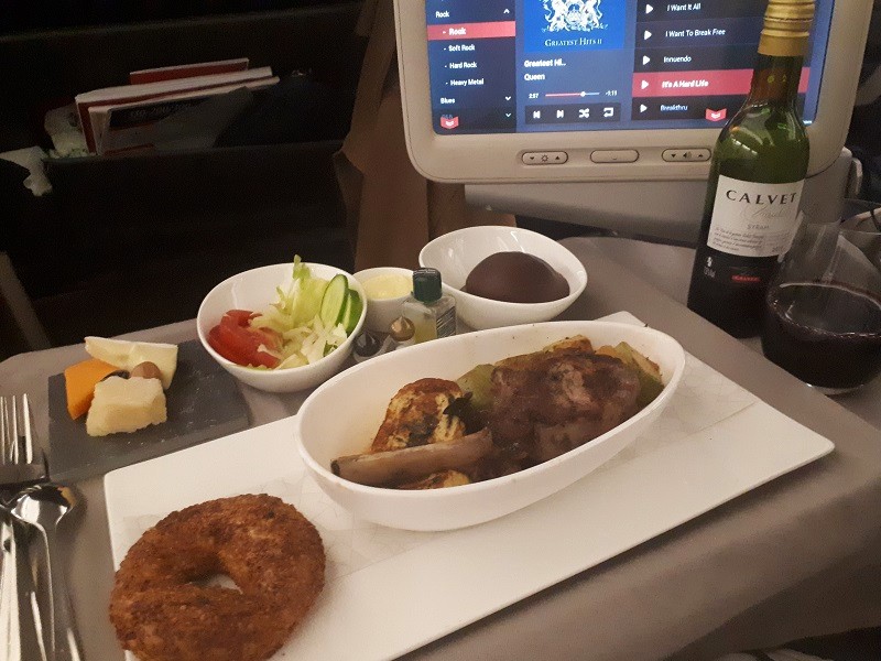 turkish airlines business class flight food main airbus a330-200