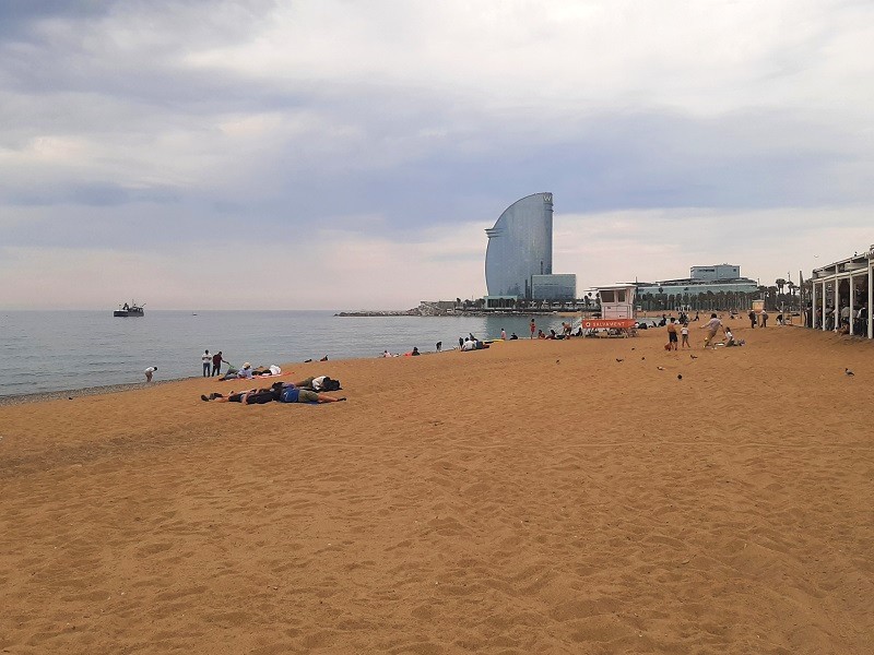 barceloneta beach barcelona stopover walk