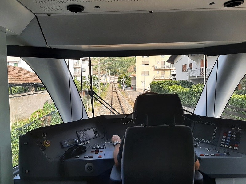 bernina express train driver cab view tirano