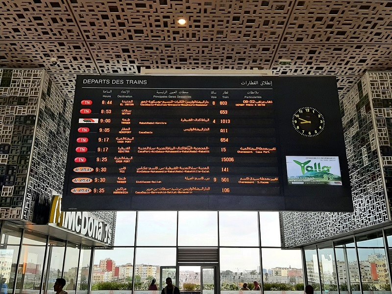 train departures board casablanca casa voyageurs station morocco