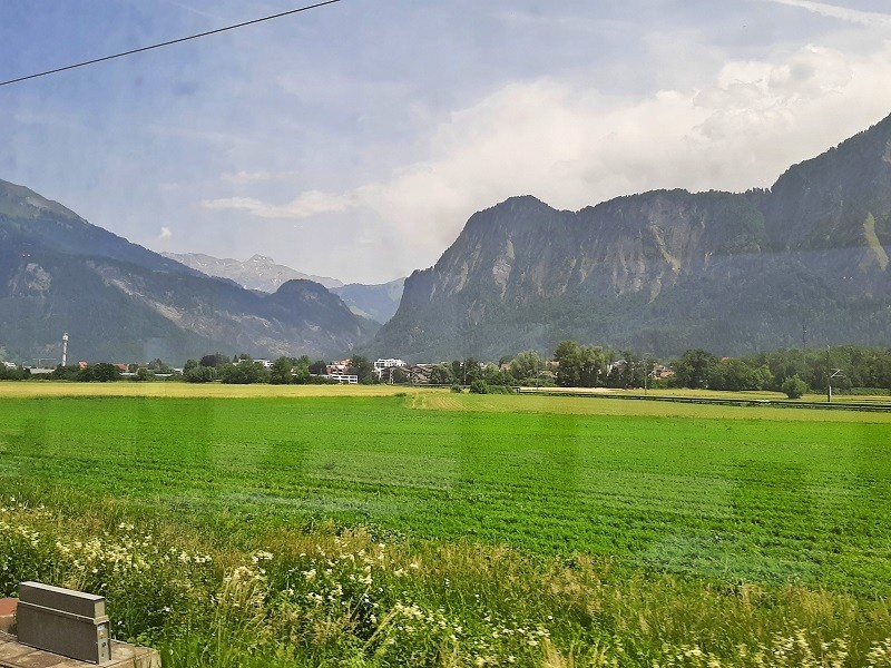 mountain view swiss intercity train chur zurich