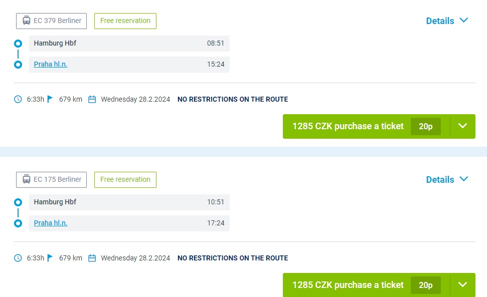 czech railways website booking