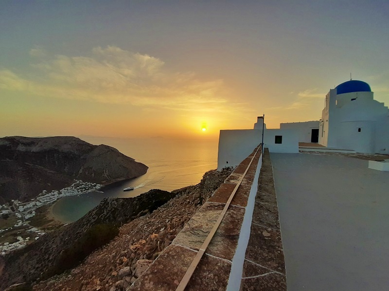 Sifnos Agios Symeon church Kamares sunset