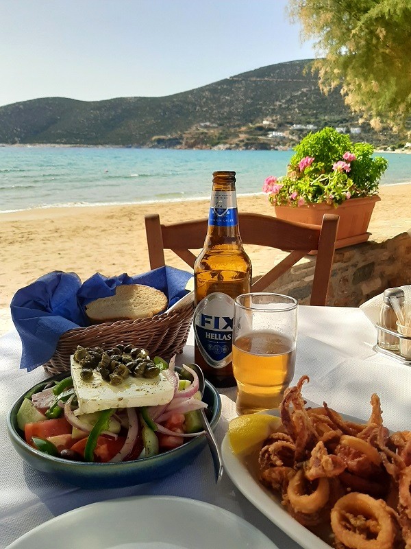 greek salad calamari food taverna sifnos