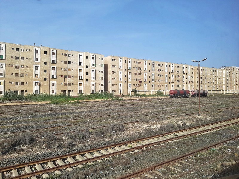 apartment blocks railway line