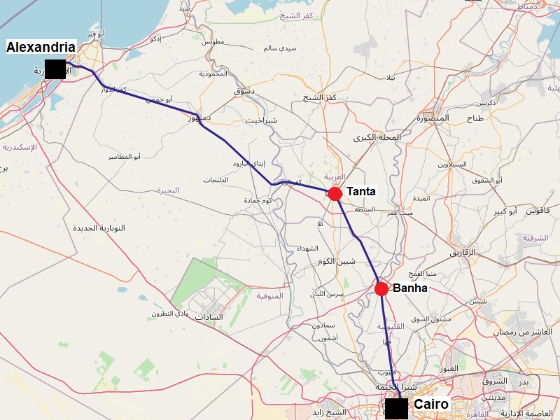 cairo alexandria train railway map egypt