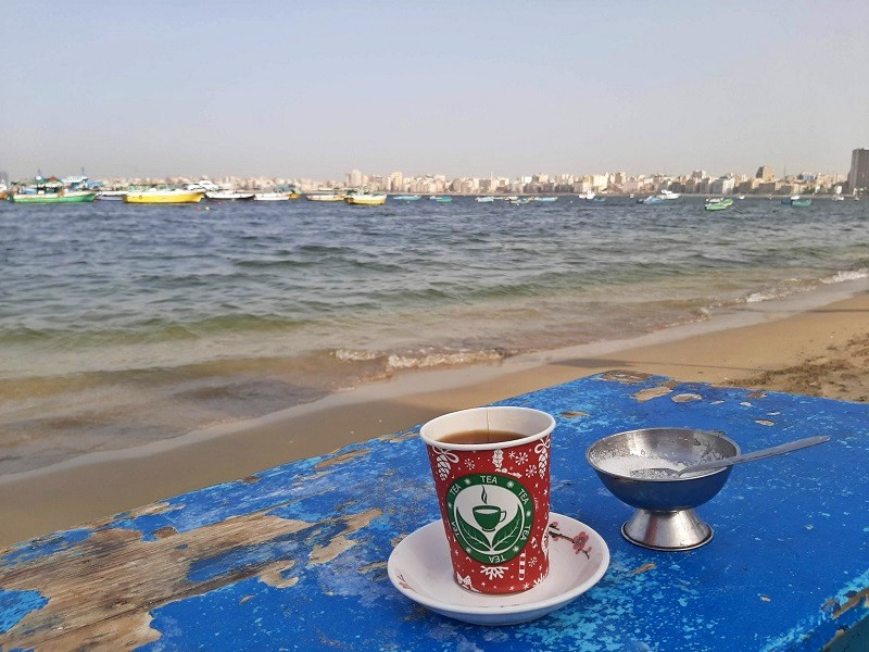 cup of tea view sea