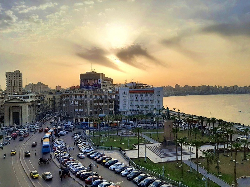 alexandria corniche sunset egypt