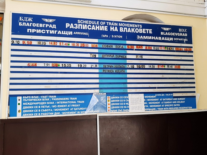 blagoevgrad station departures board