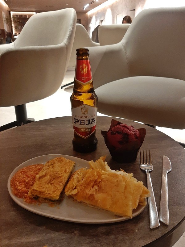 tirana airport business lounge food beer