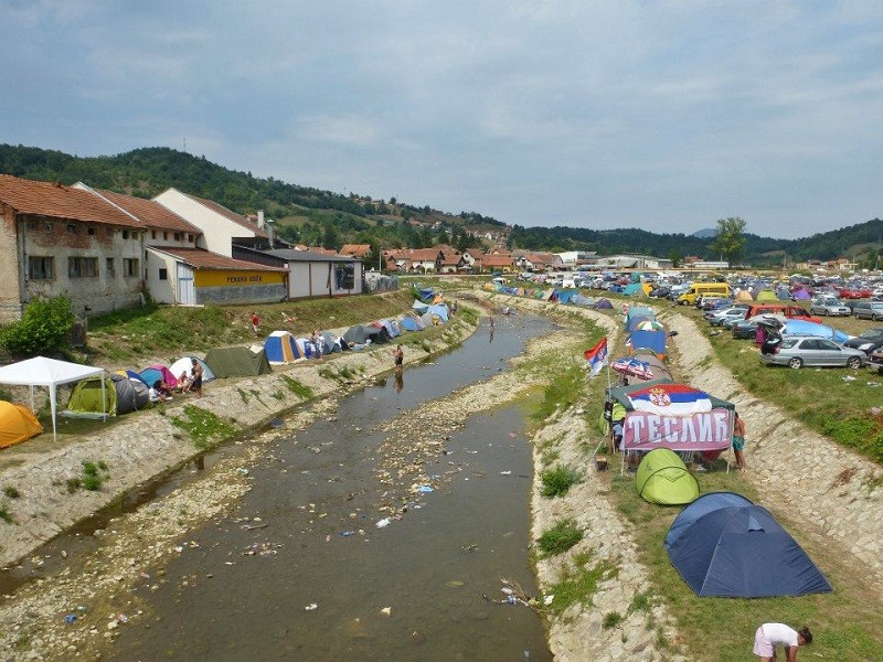 Guča camping tents festival campground