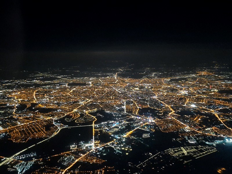 bucharest plane view night