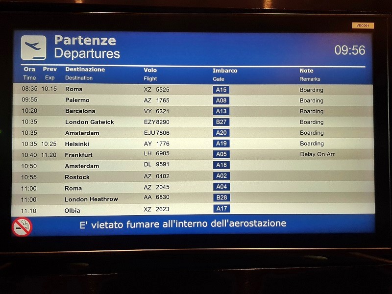 milan linate airport departures board