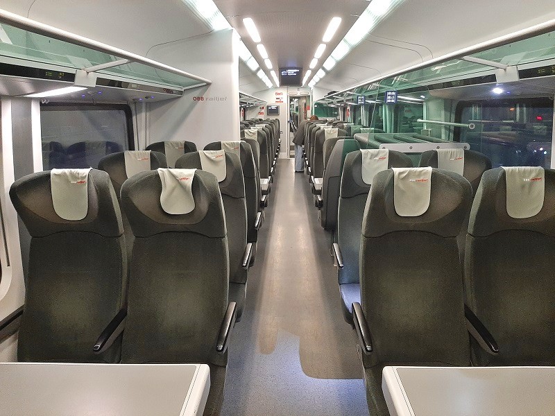 second class railjet train vienna airport