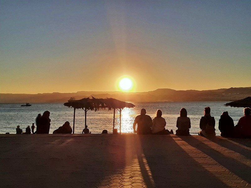 seaside promenade aqaba jordan sunset