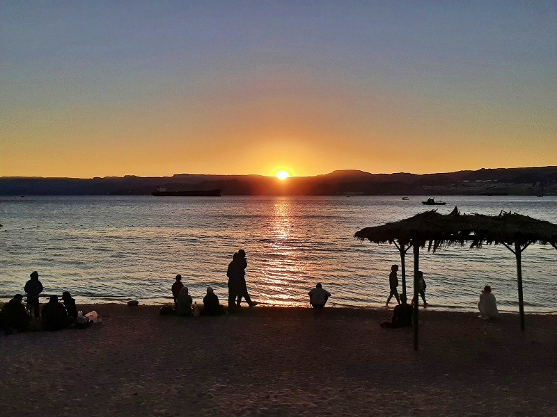 red sea sunset gulf of aqaba jordan