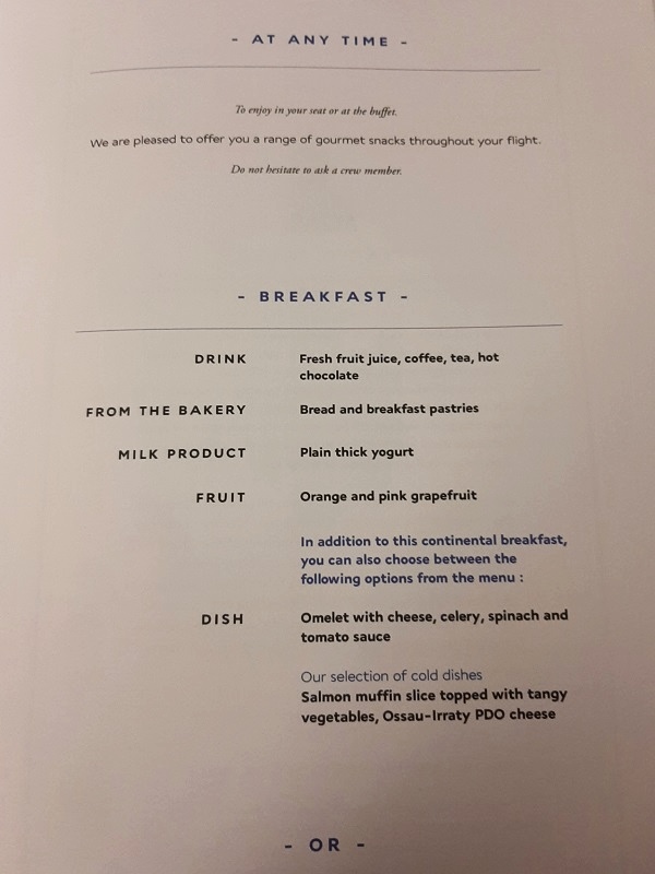 breakfast menu