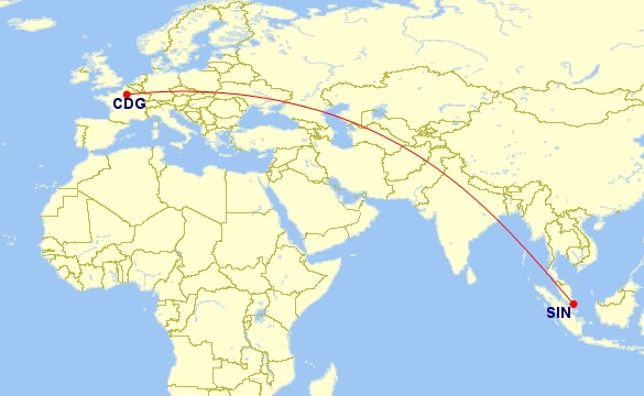 paris singapore flight path route