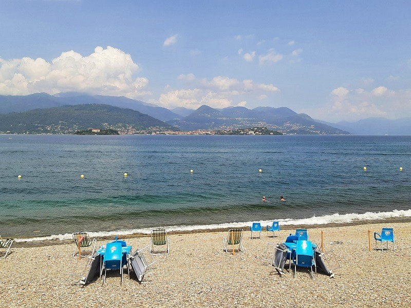 lake maggiore beach mountains borromean islands