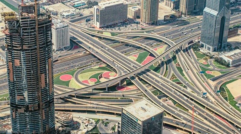 dubai car rent road highway interchange