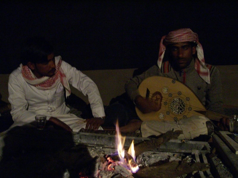 bedouin camp guitar music campfire wadi rum desert