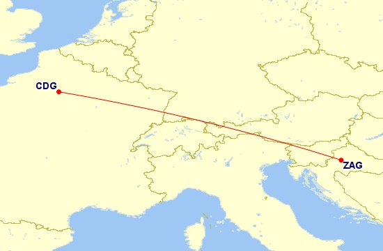 paris to zagreb flight