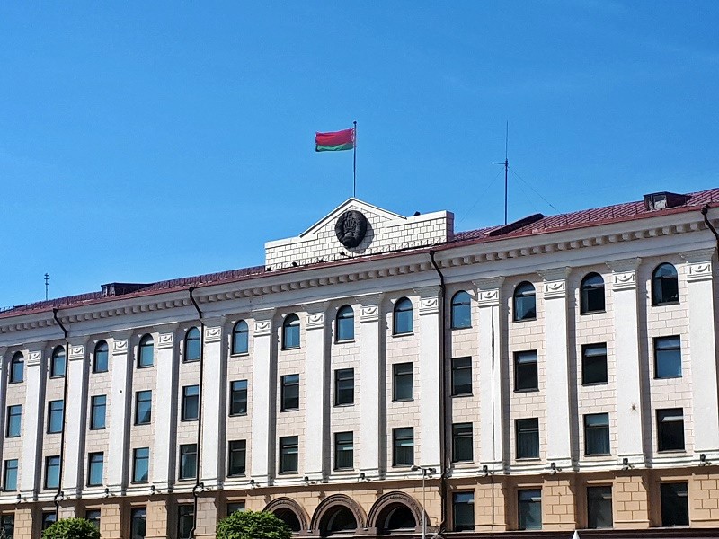 flag belarus soviet-era government building minsk