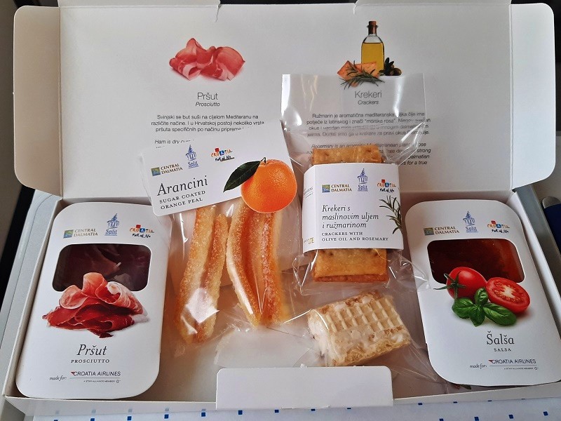 croatia airlines business class food snack box airbus a319